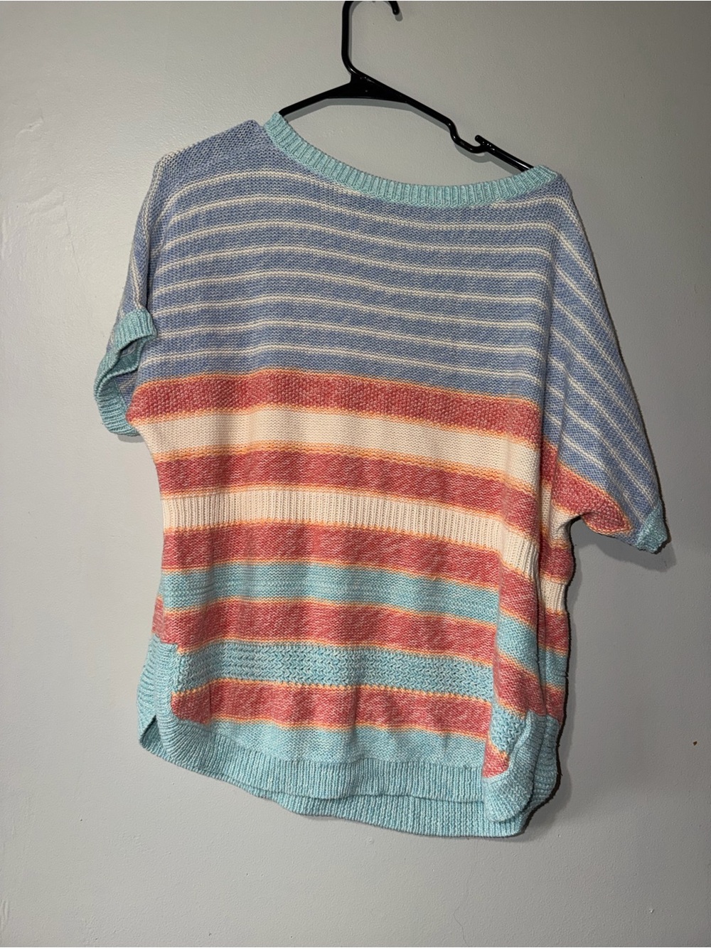 Chaps Striped Knit Top in Blue, Coral, Cream
